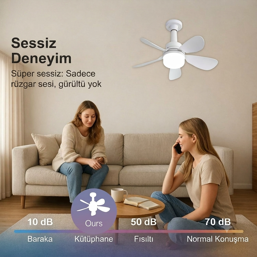 AeroLight™ Tak-Çalıştır Pratik Tavan Vantilatörü